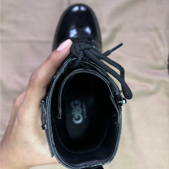 Black GBG Faux Leather Chunky Heel Boots - Picture 6 of 16